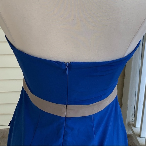 Gianni Bini Mini Dress M Cobalt Blue Illusion Cut-out Strapless Sexy Bodycon - Picture 6 of 8